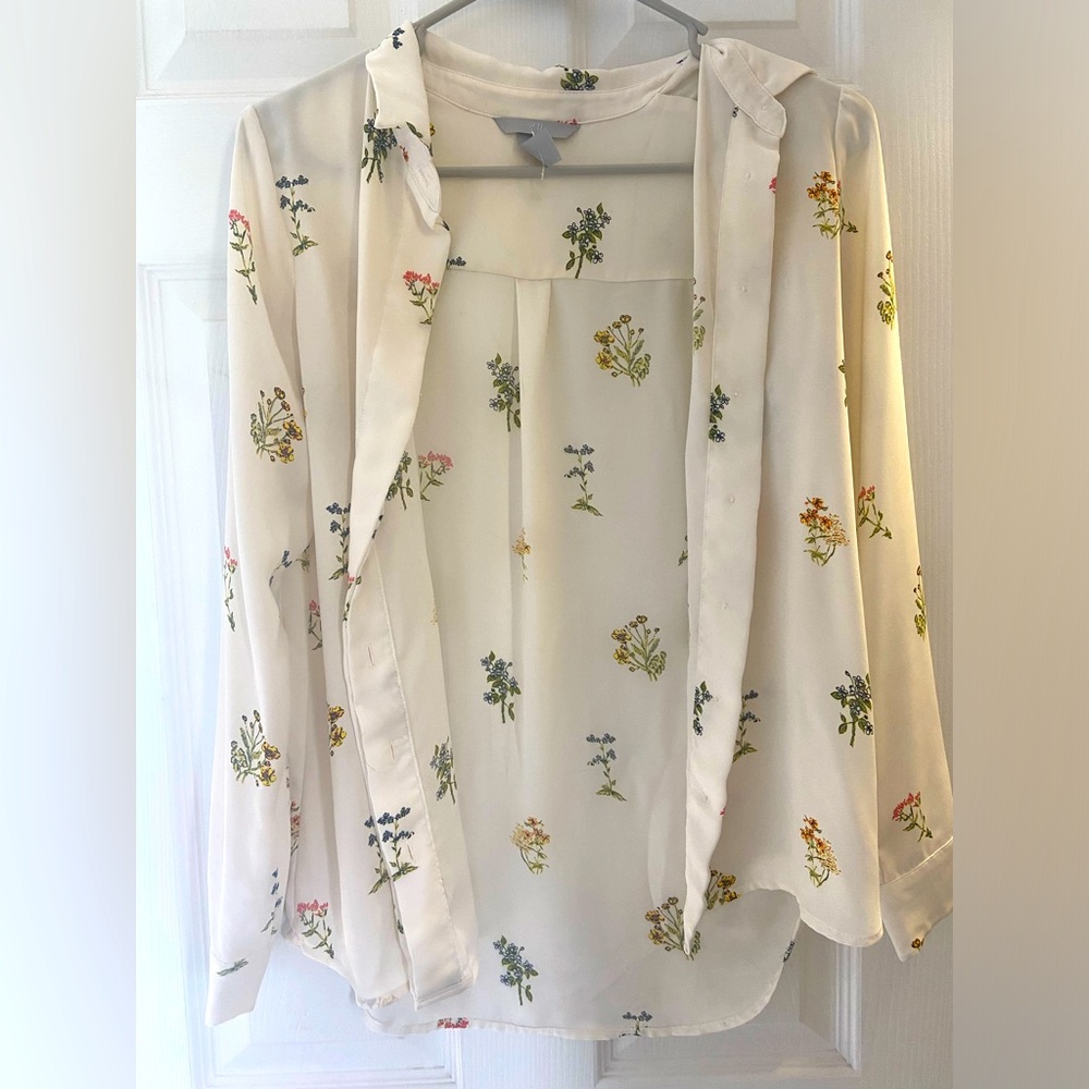 H&M floral silk button up